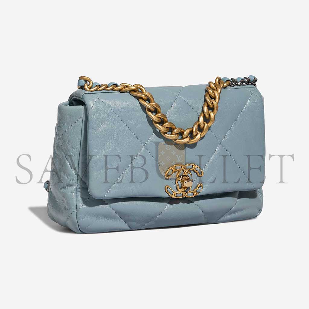 Ch*el 19 flap bag lamb light blue as1160 (26*16*9cm)